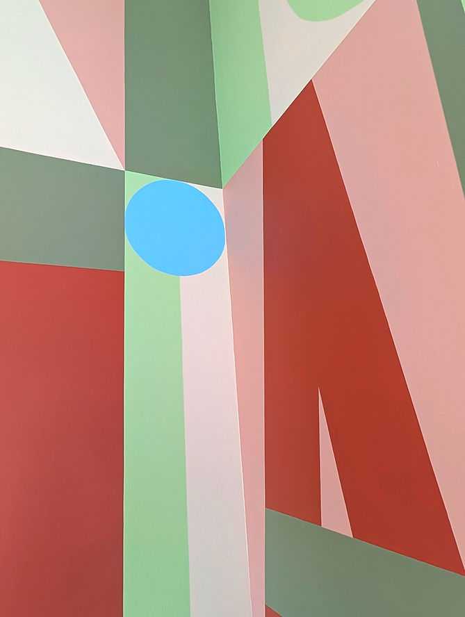 Détail d'une fresque artistique réalisée par le Studio À l'Oeuvre et Marie Pressmar. Hall d'accueil d'un bâtiment tertiare à Pessac - Nouvelle Aquitaine