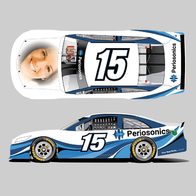NASCAR race car wrap design for Periosonics dental brand display vehicle