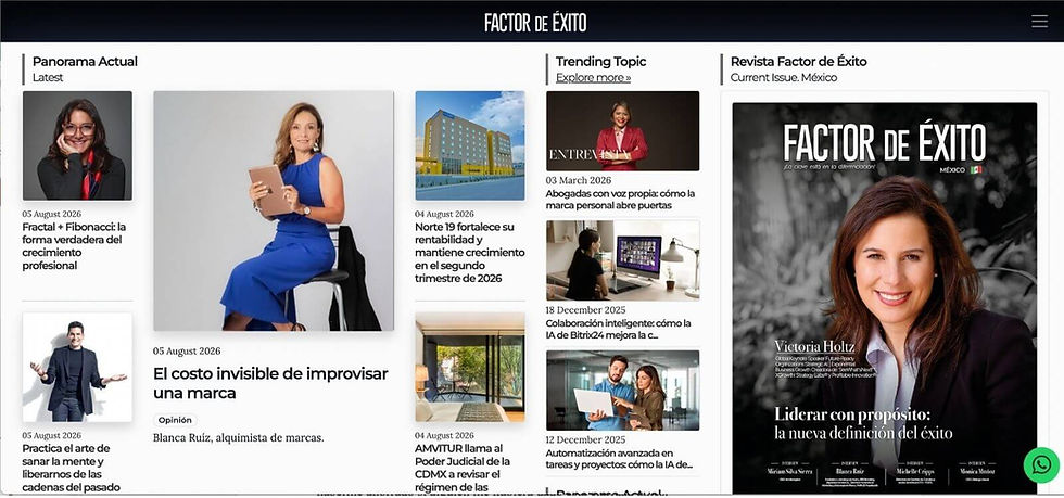 Screen shot of the original publication in Factor de Exito español