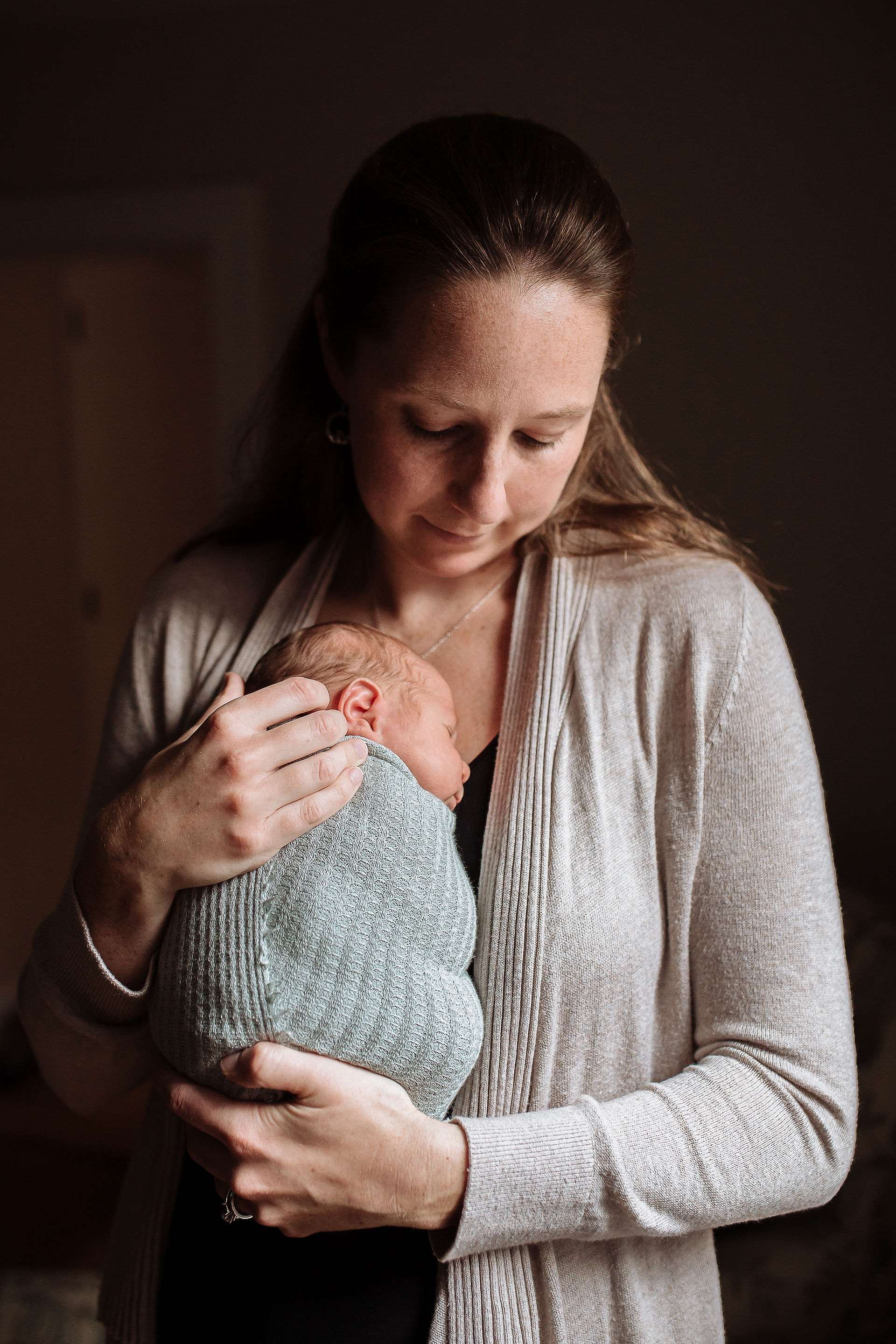 Mom Adoring New Baby; Family With Newborn; South Shore MA Newborn Photographer; MA Newborn Photographer; South Shore MA Lifestyle Newborn Photographer; Newborn Photos; In Home Newborn Sessions