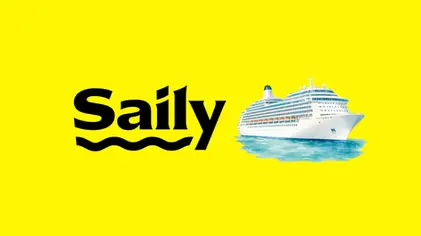 Saily logo with a cruise ship, illustrating Saily's dedicated cruise eSIM data plans