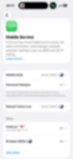 OS settings screen (German interface) showing Saily eSIM active for mobile data and the primary home SIM active for voice calls.