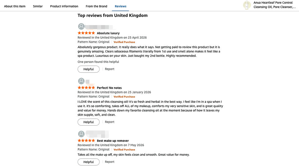 Anua Heartleaf Pore Control Cleansing Oil Korean skincare cleansing oil UK buyer reviews on Amazon UK absolute luxury best makeup remover sensitive skin