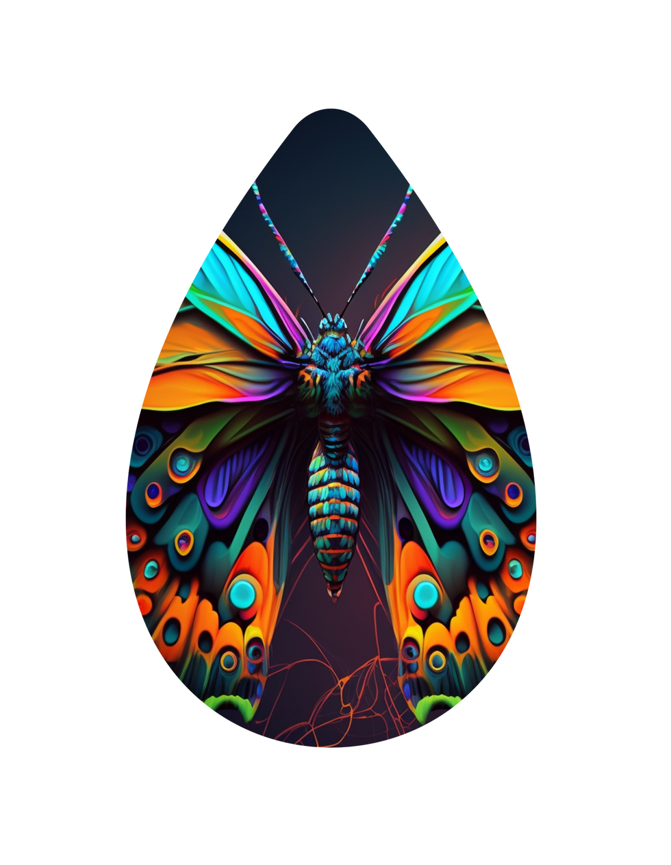Earring_a psychedelic colorful butterfly 921b8e62 fa86 4caf 94ec 3eb988b42201png