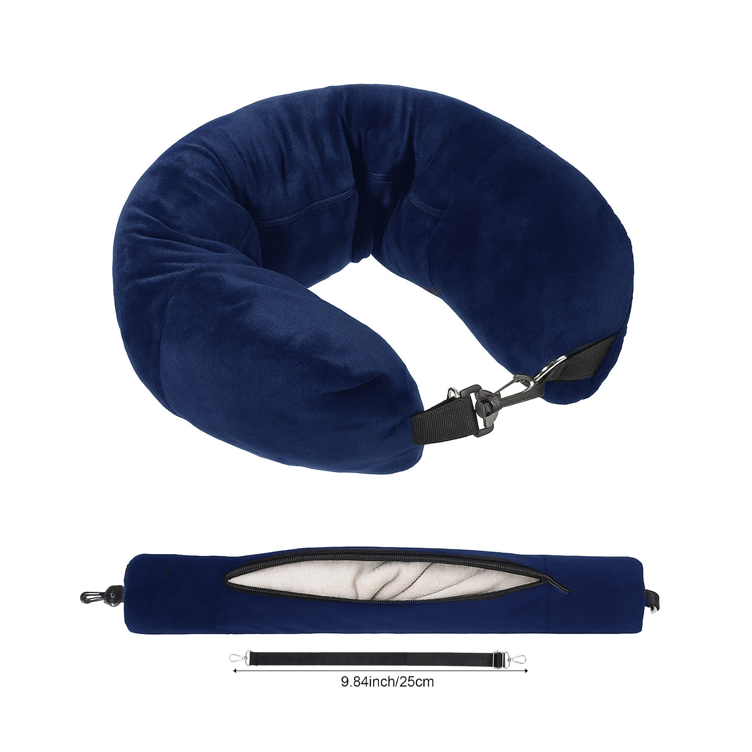 Fillable travel neck pillow, can hold clothes, pillowcase storage, Lycra fabric,