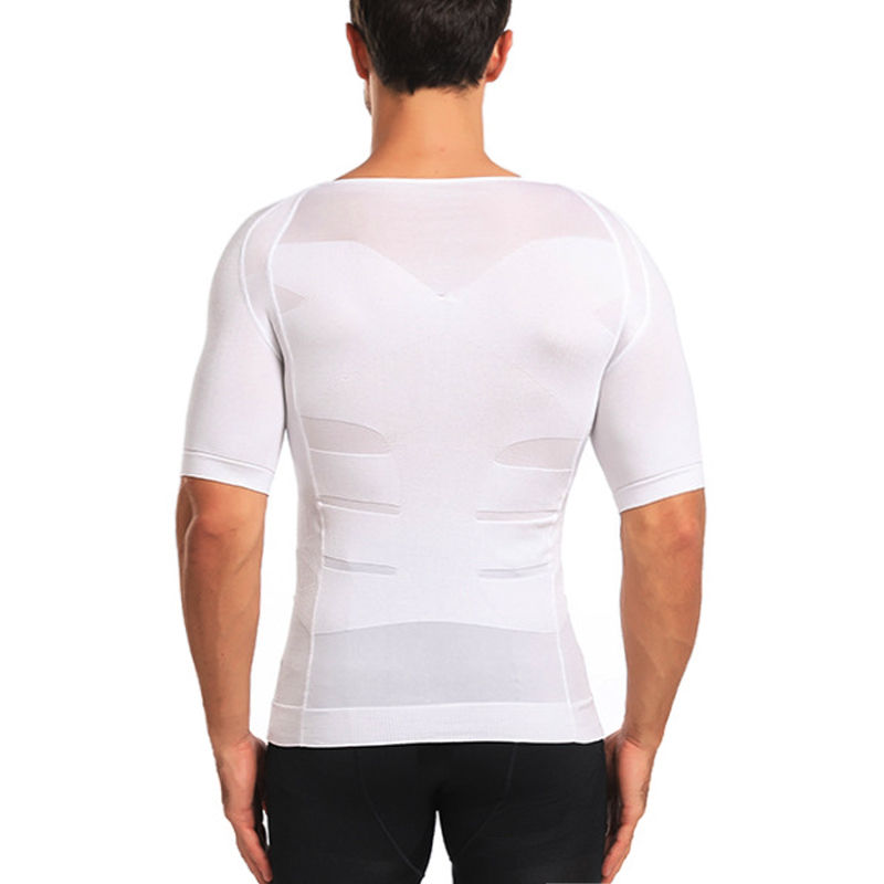 Men Body Shapers Fitness Elastic Abdomen Tight Fitting Short Sleeve Shirt Tank T