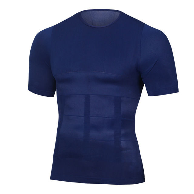 Thumbnail: Men Body Shapers Fitness Elastic Abdomen Tight Fitting Short Sleeve Shirt Tank T
