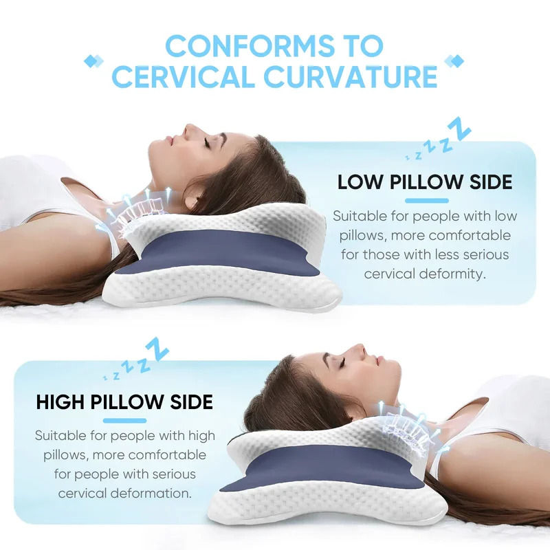 Thumbnail: Memory Foam Pillow Cervical Pillow Neck Pain Relief Contour Ergonomic Orthopedic