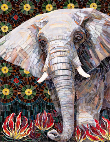 African Elephant Art Mosaic