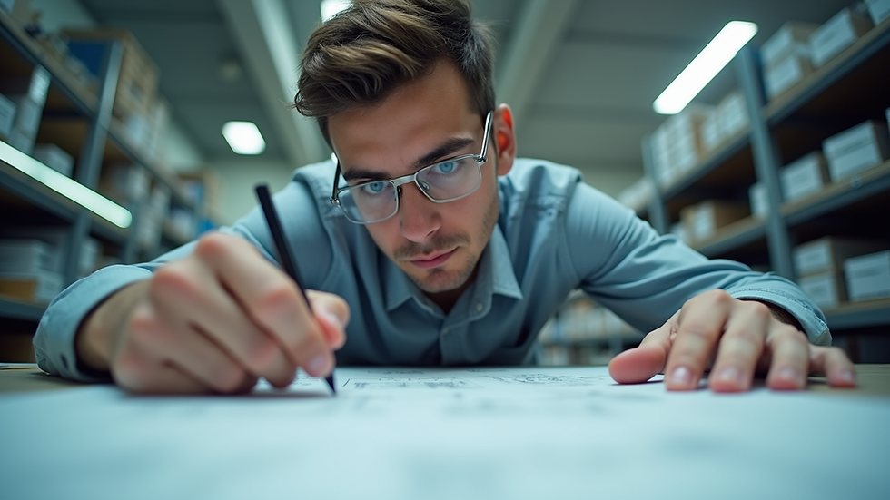 Eye-level view of a student studying engineering materials
