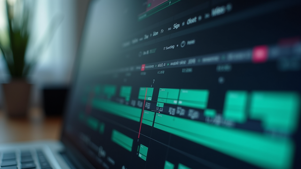 Close-up view of video editing timeline on a computer screen