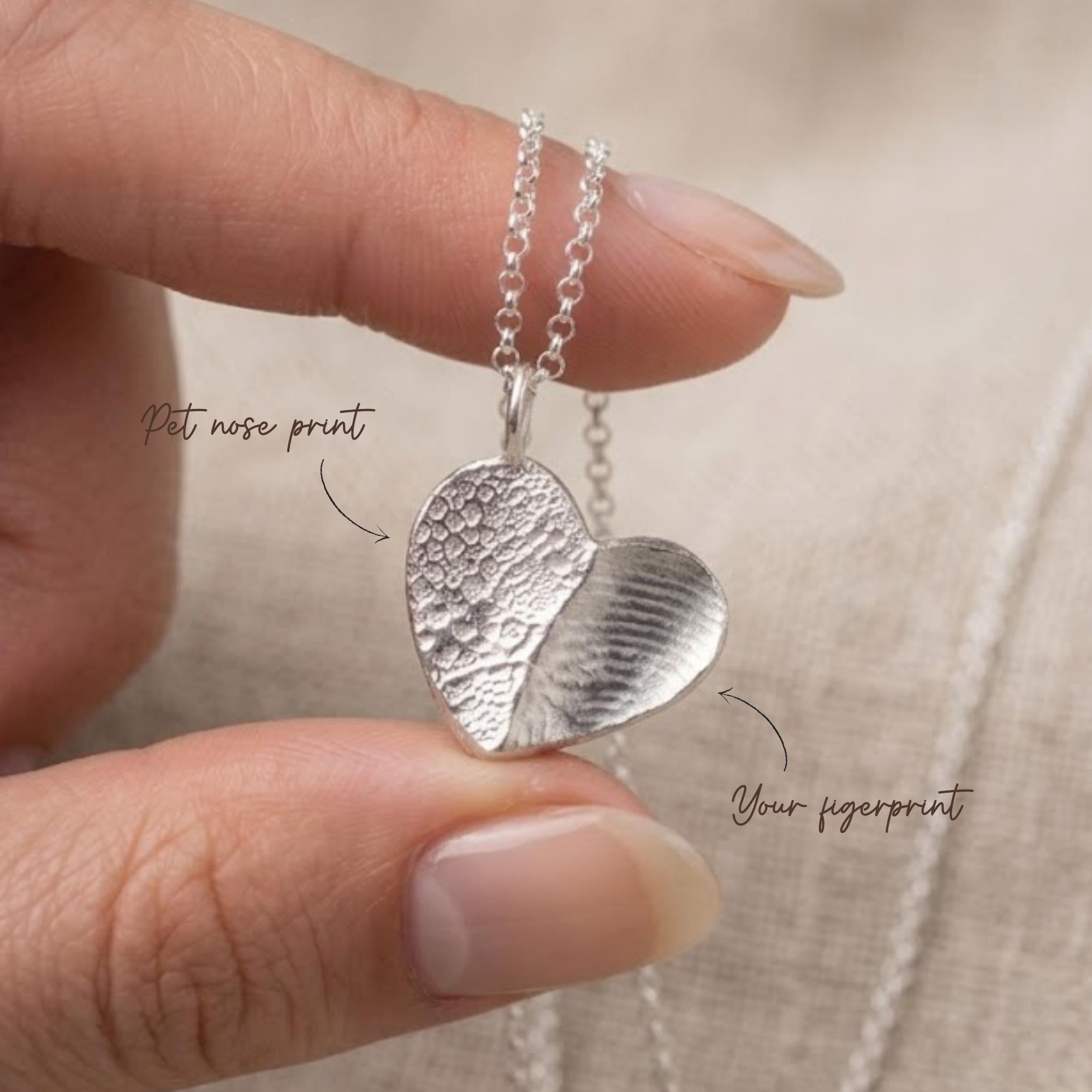Fingerprint Heart Necklace | Sterling Silver | At-Home Fingerprint Jewelry