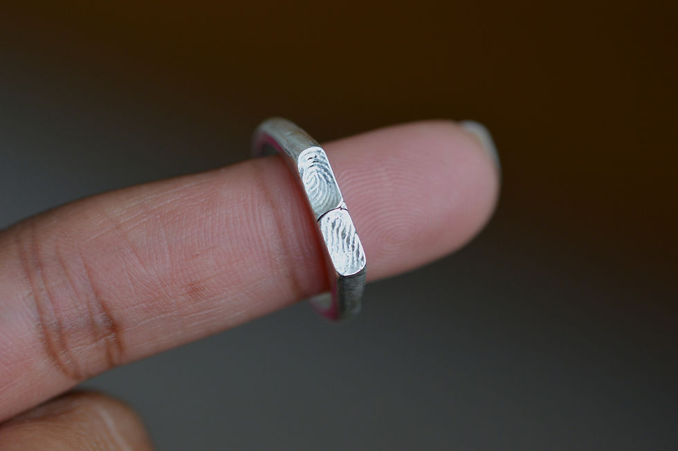 Thumbnail: Two fingerprint signet ring | Sterling silver fingerprint ring |Couples ring | A