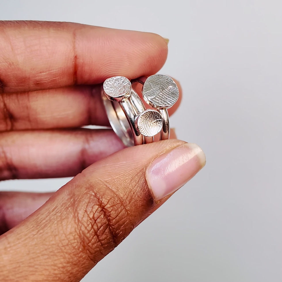 Thumbnail: Stackable Finger print dot ring|Two fingerprint or any imprint|Birthday gift