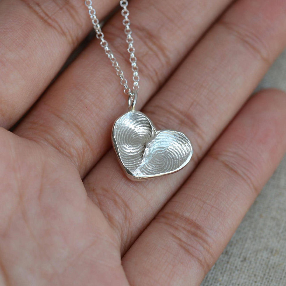 Thumbnail: Fingerprint Heart Necklace | Sterling Silver | At-Home Fingerprint Jewelry