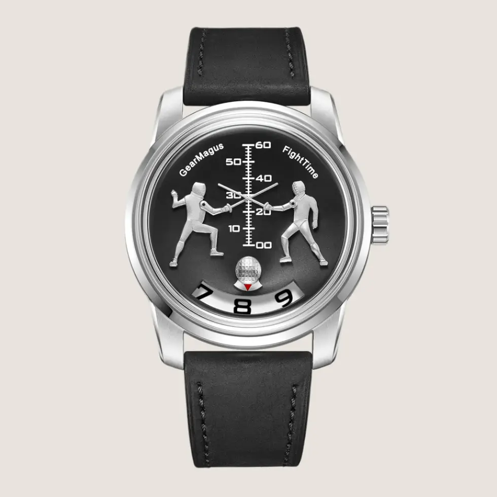 GEAR MAGUS MS06 FightTime deux combattants dont les épées forment une aiguille rétrograde spectaculaire