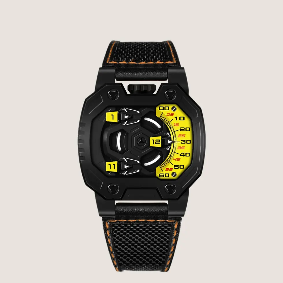 montre en titane à mouvement orbital, porté par un affichage à heures vagabondes à trois bras et cadran multicouches