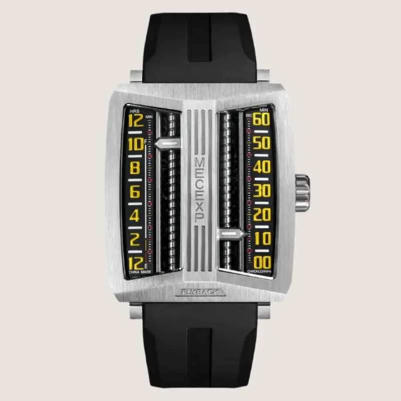 Montre heure sautante à affichage linéaire MECEXP Watch MS1001 Yellow Steel