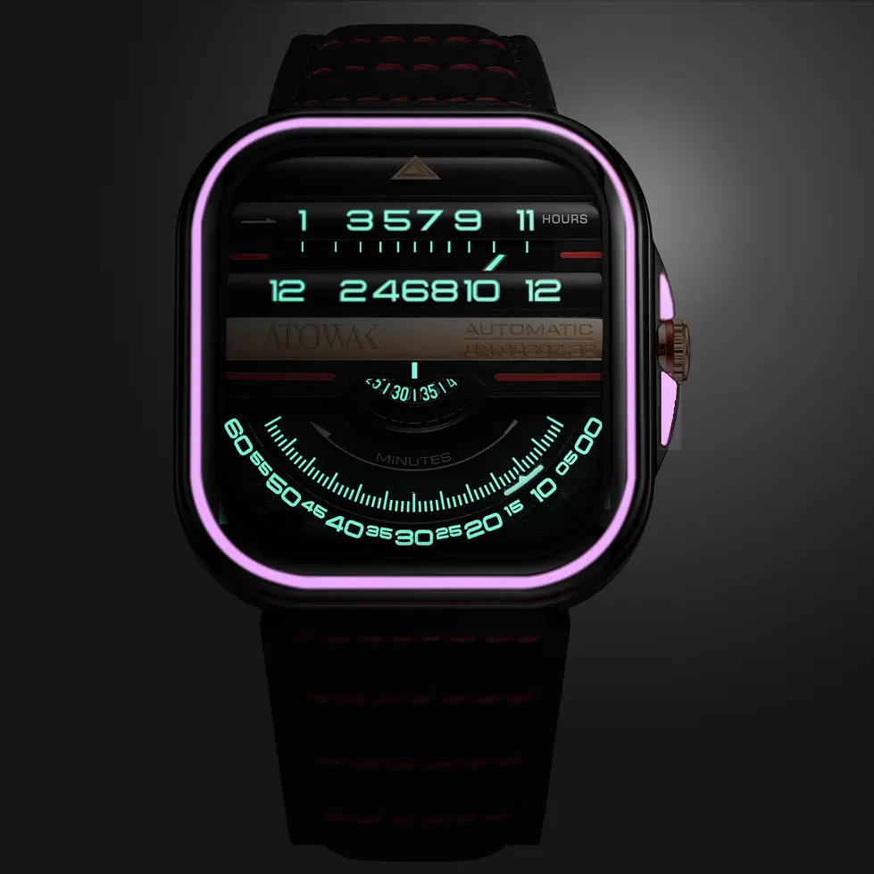 montre retrograde vintage ATOWAK Windows Pro Black-red