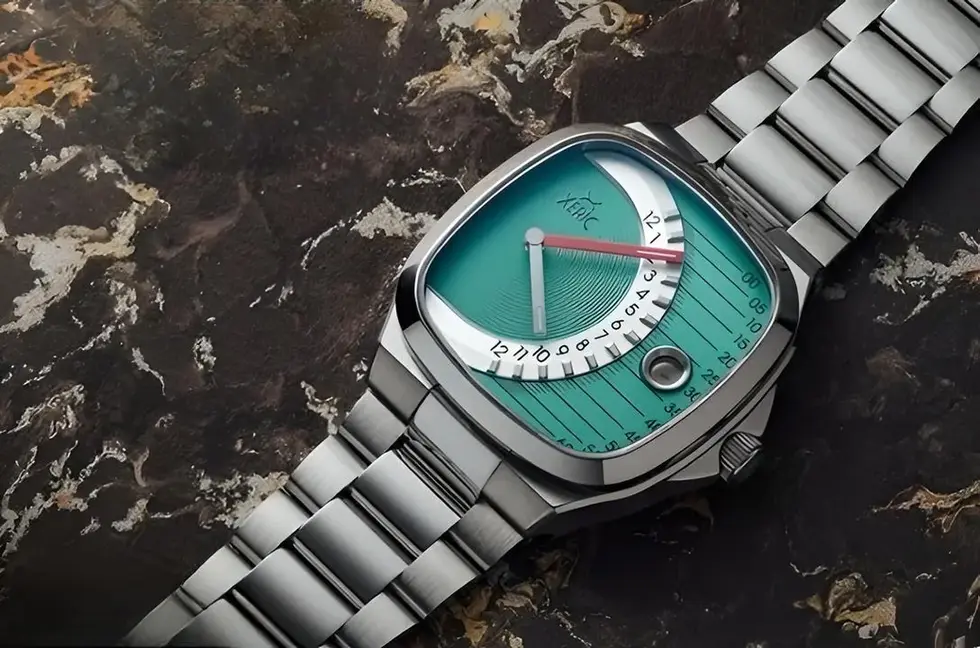 XERIC Timeline Retrograde Mint, montre automatique Double rétrogradation, chorégraphie visuelle