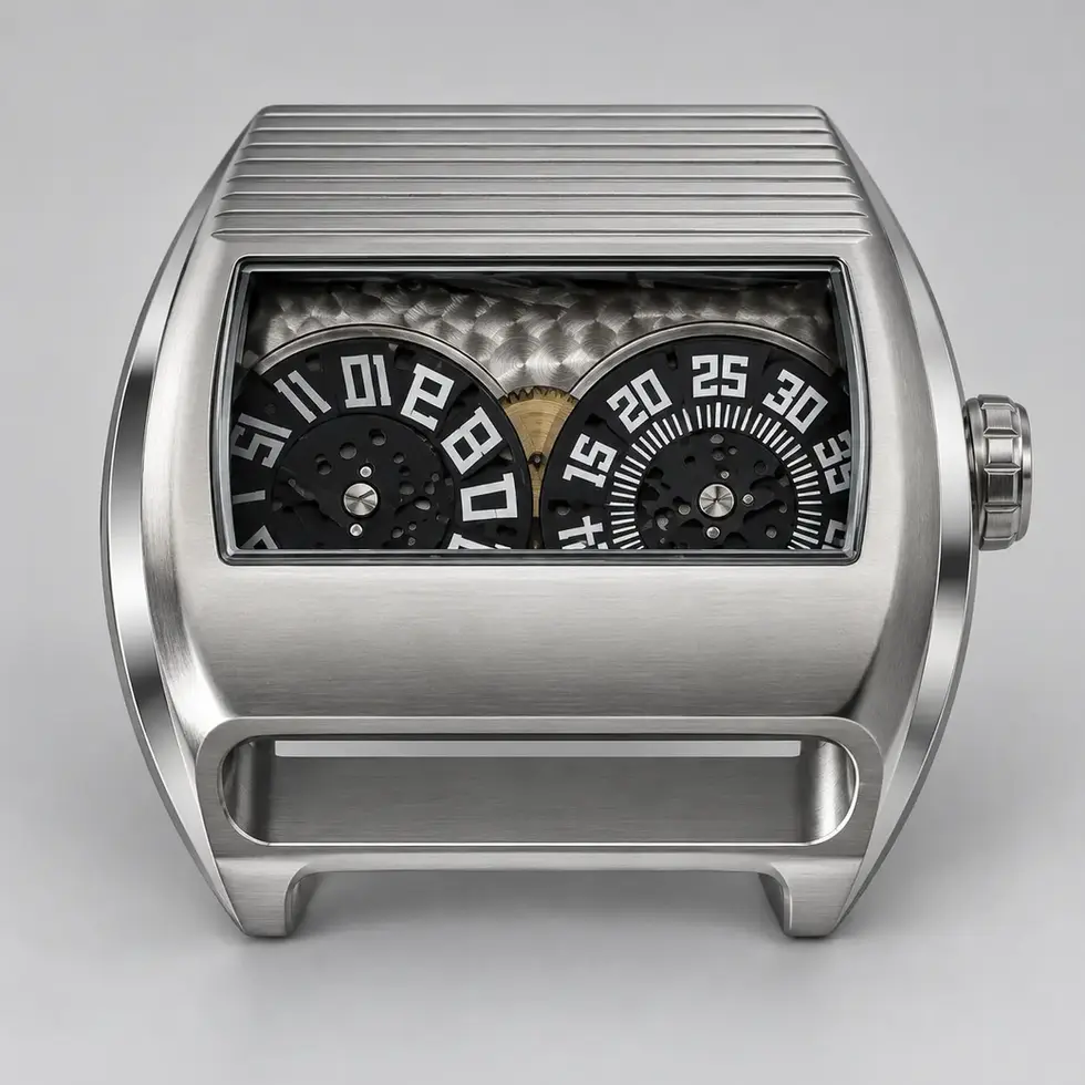 montre casquette à heure sautante, verre saphir sur le dessus et à Lecture latérale innovante ANGLES Reaction Time Zero RT0