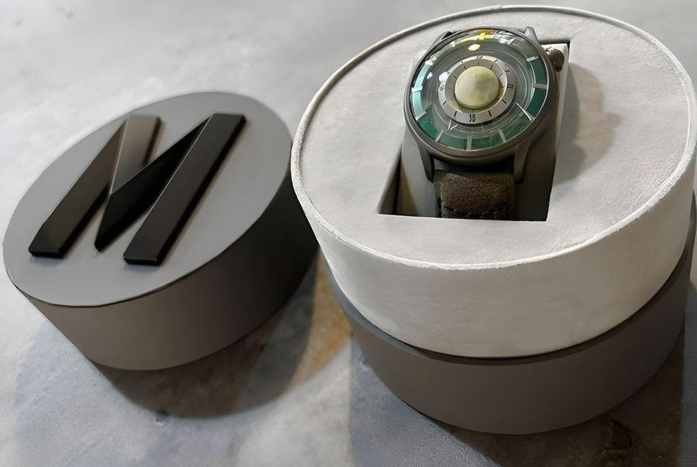 montre automatique inspirée de la conquete spatiale OVD Full Moon Nuxe M1/F01 avec au centre une lune 3D