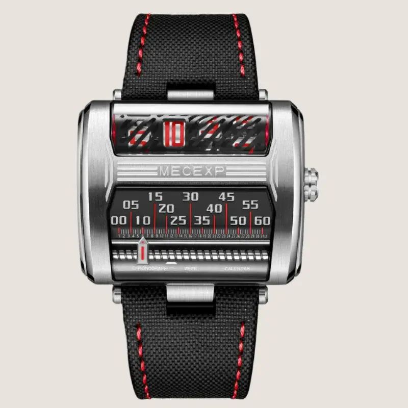 MontreMontre à rotation coaxiale inversée, design rétro-futuriste MECEXP MS1002 MechaVoyager Astral Sliver