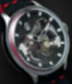 montre à l'esthétique aéronautique avec un affichage 24 heures et une roue des secondes inspirée des turbines d’avion