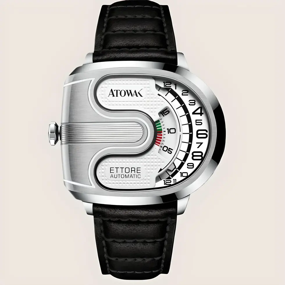 montre automatique inspirée circuit automobile ATOWAK Ettore Lite Silver