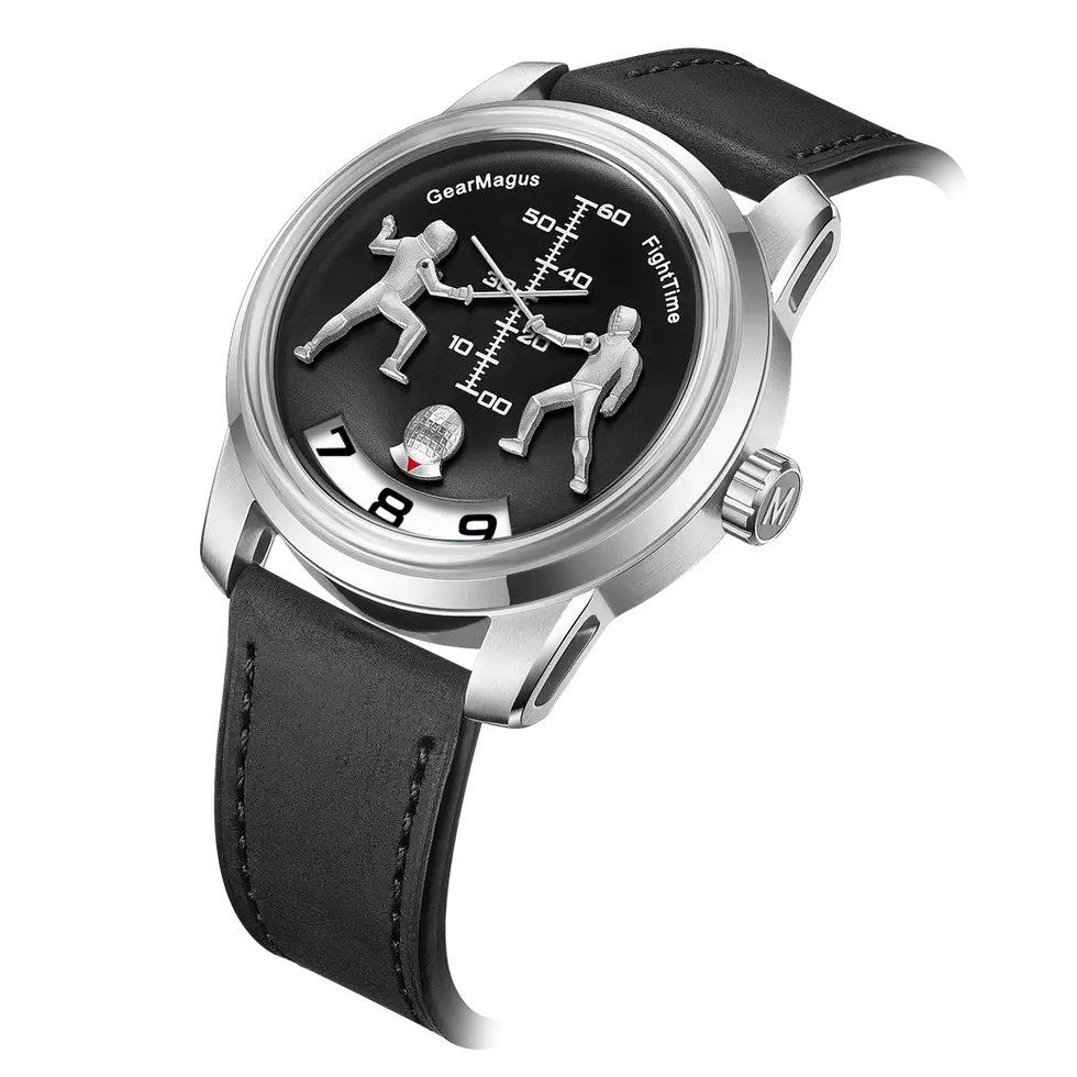 GEAR MAGUS MS06 FightTime deux combattants dont les épées forment une aiguille rétrograde spectaculaire