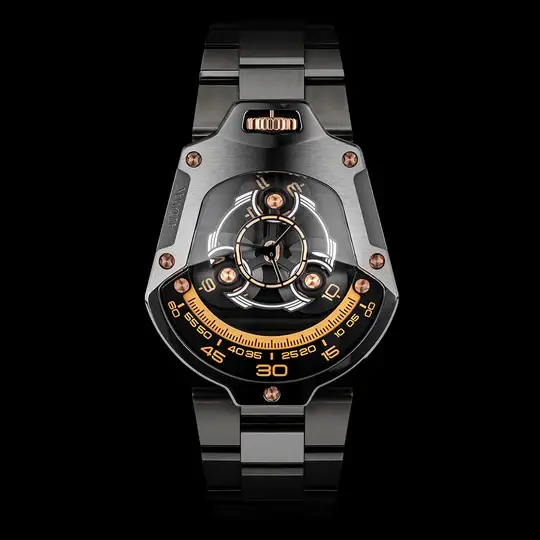 Montre heure vagabonde futuriste Inspirée par l’Exploration Spatiale ATOWAK SPACESHIP Stardust Gray