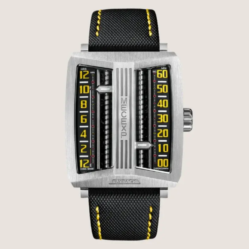 Montre heure sautante à affichage linéaire MECEXP Watch MS1001 Yellow Steel