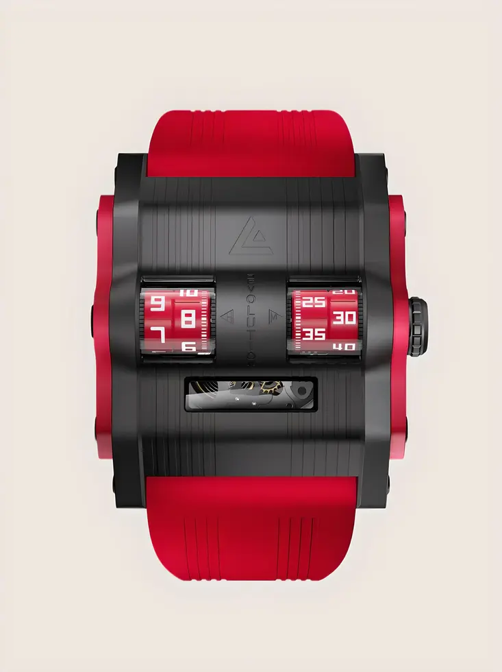 Montre automatique à affichage de l'heure sur rouleaux ANGLES Revolution H Crimson Shadow