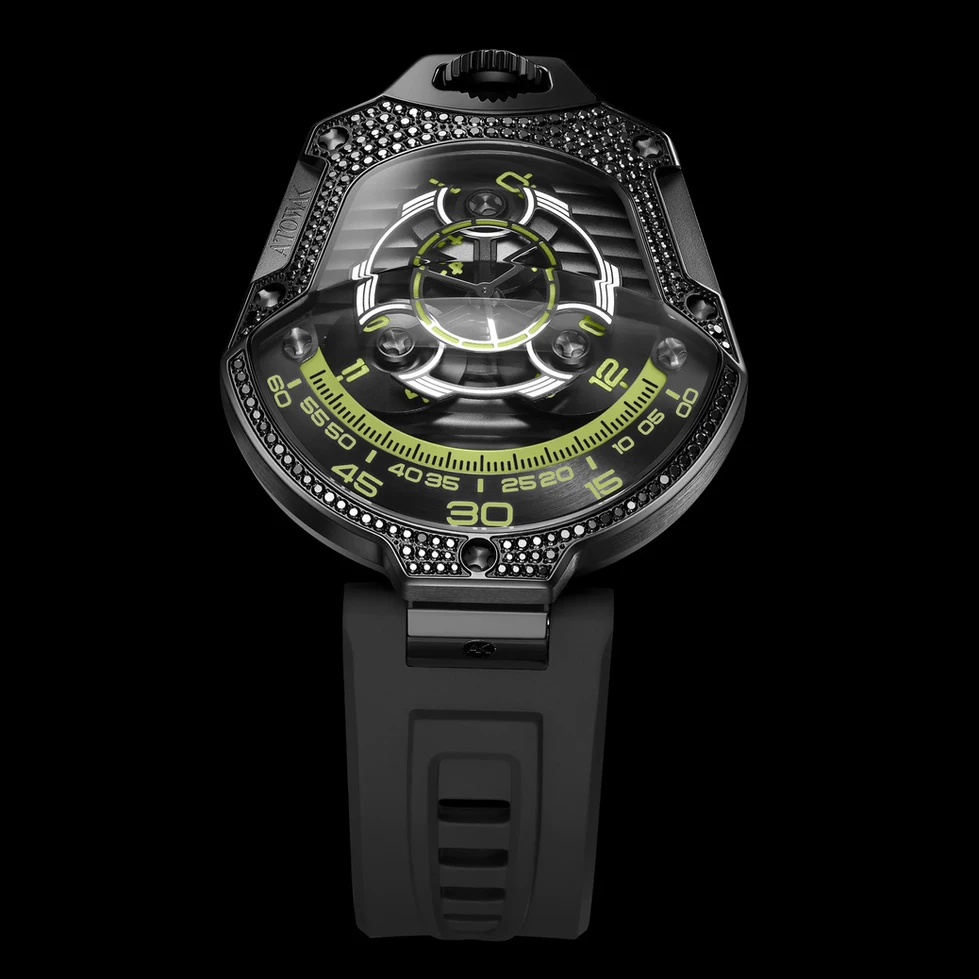ATOWAK SPACESHIP Diamond Black heure vagabonde inspirée de la conquete spatiale