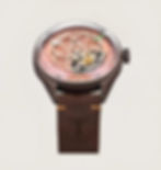 montre cadran cuivre rouge, boitier bronze, inspirée du livre codex de leonard de vinci