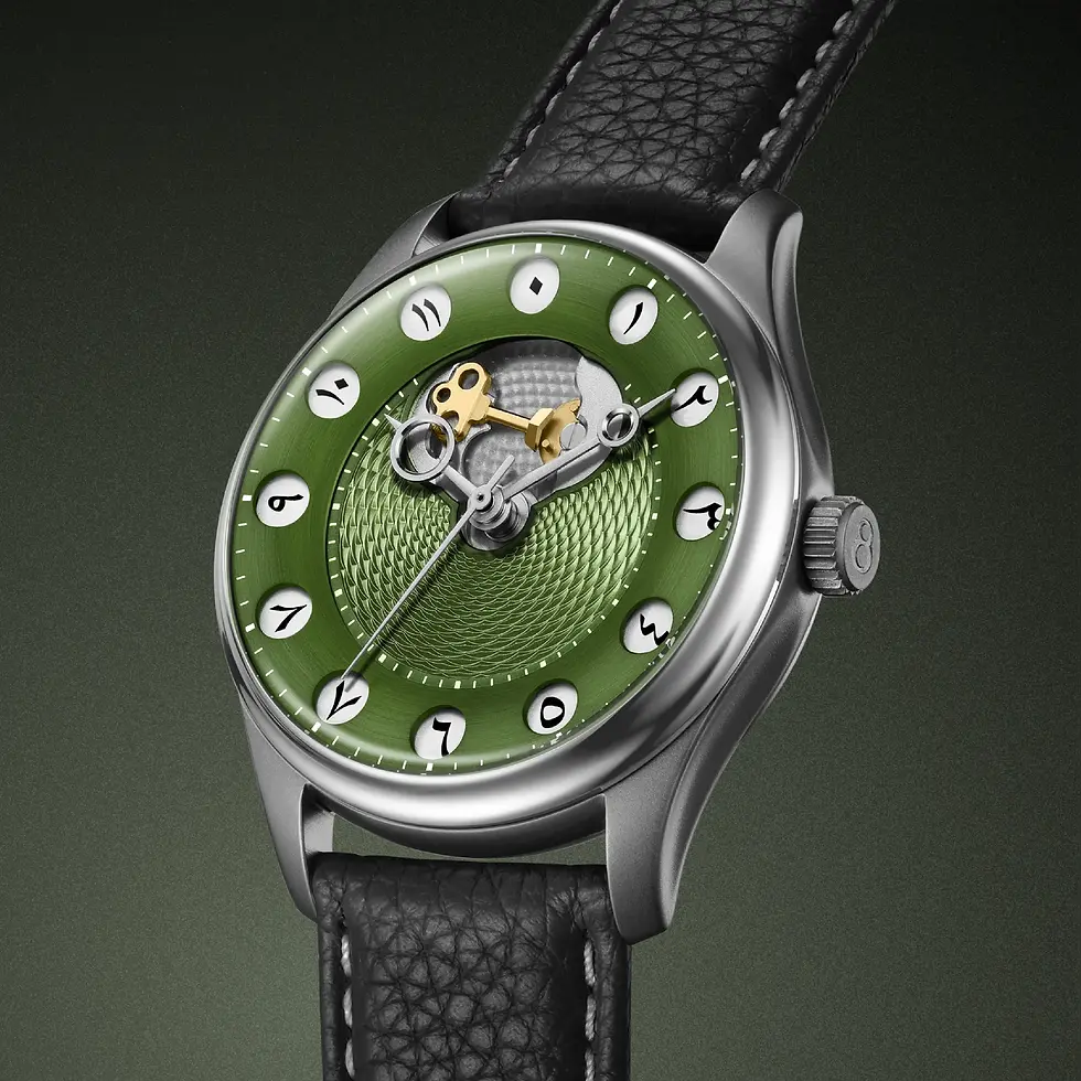 montre olto-8 chrono gate Olive green une montre automatique à heure sautante affichant les 24 heures sur le cadran