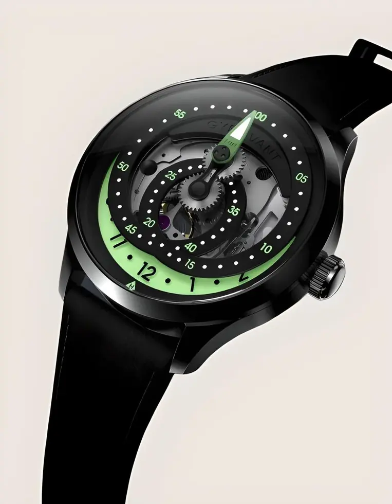 Montre automatique ZEEL Gyrovant cadran squelette et affichage orbital des minutes