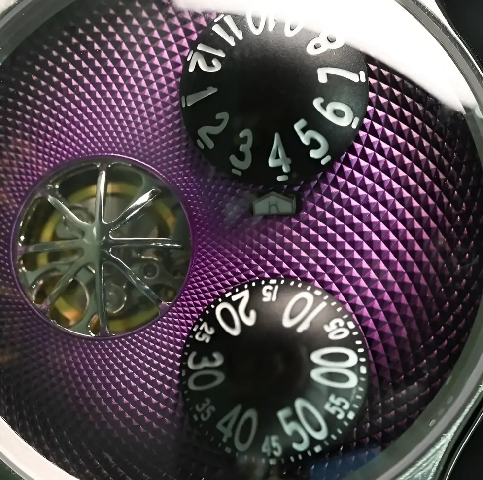 Radcliffe Le Dome Classic heure sur dome, cadran guilloché violet, masse oscillante en or fin
