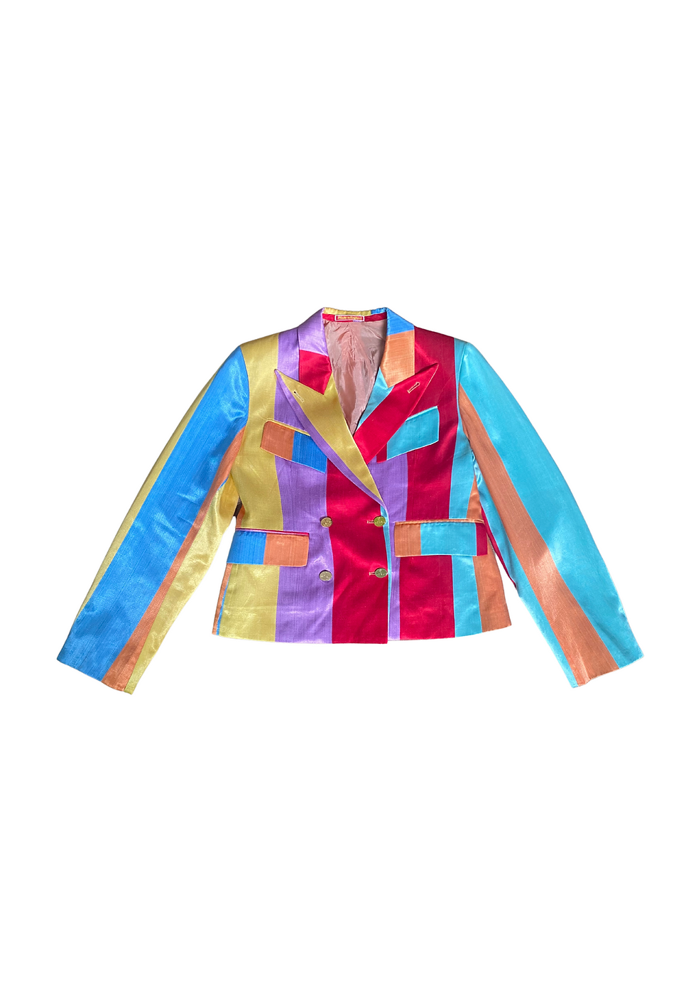 Thumbnail: Vivienne Westwood SS 1993 Runway Rainbow Striped Satin Blazer