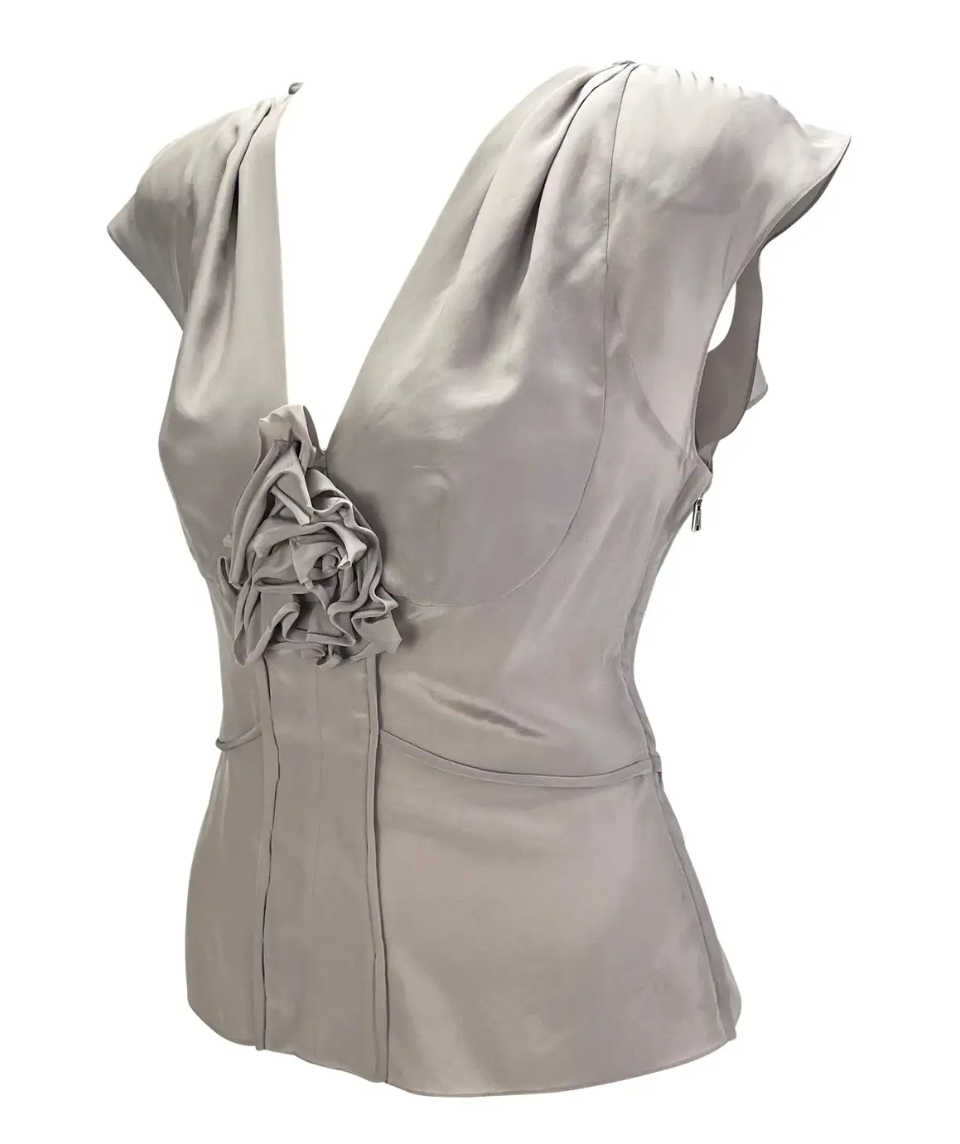 Thumbnail: YSL by Tom Ford SS 2003 Silk Floral Appliqué Top