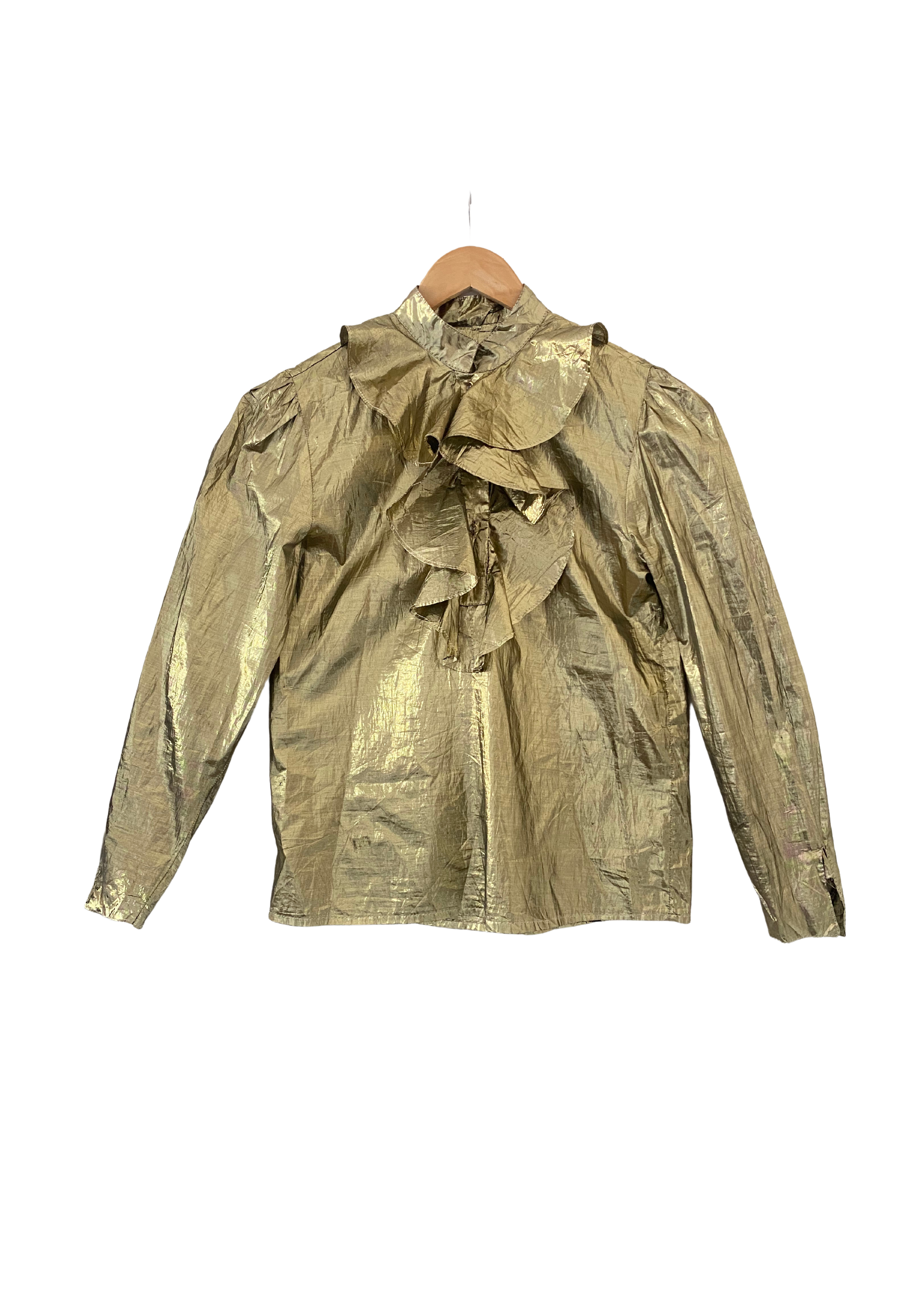 Vintage Gold Lamé Ruffle Blouse