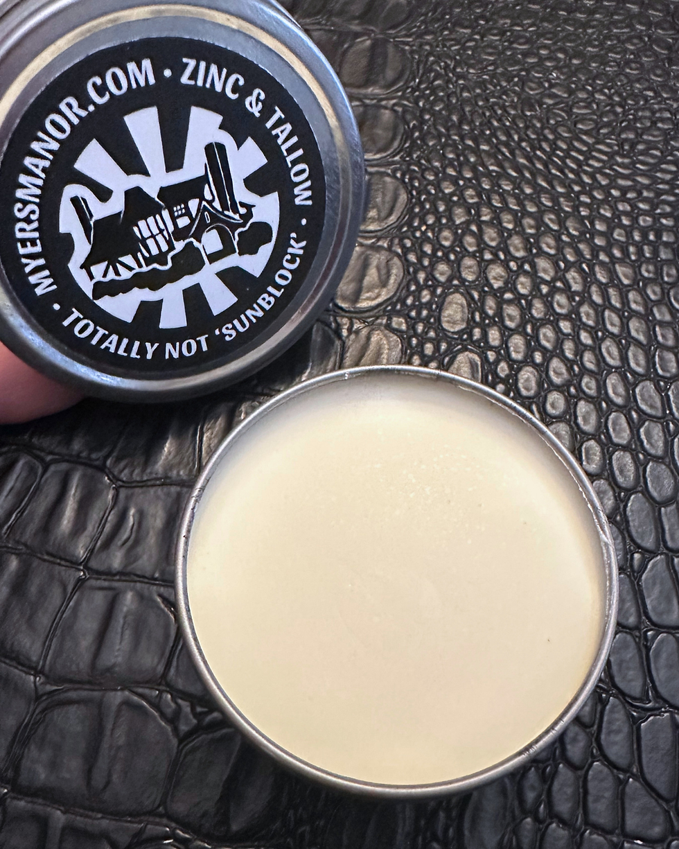 Tallow and zinc mineral balm with non-nano zinc oxide