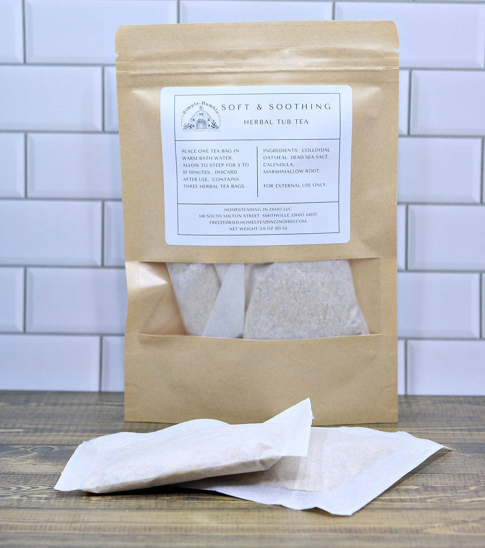 Soft and Soothing botanical tub tea bath sachets with calendula and marshmallow root