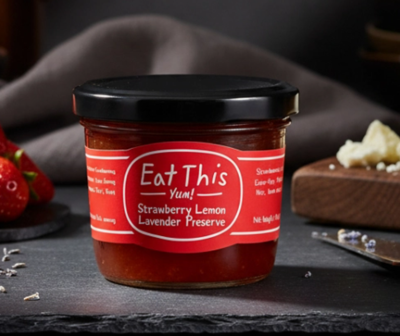 Eat This Yum strawberry lemon lavender preserve 7 oz jar