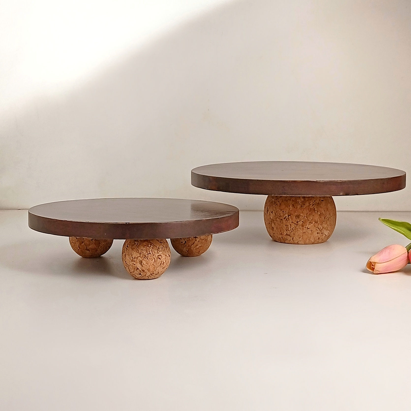 Wood Top Cake Stands