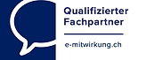 Logo von E-Mitwirkung.ch. Infrakom ist qualifizierter Fachpartner von E-Mitwirkung.