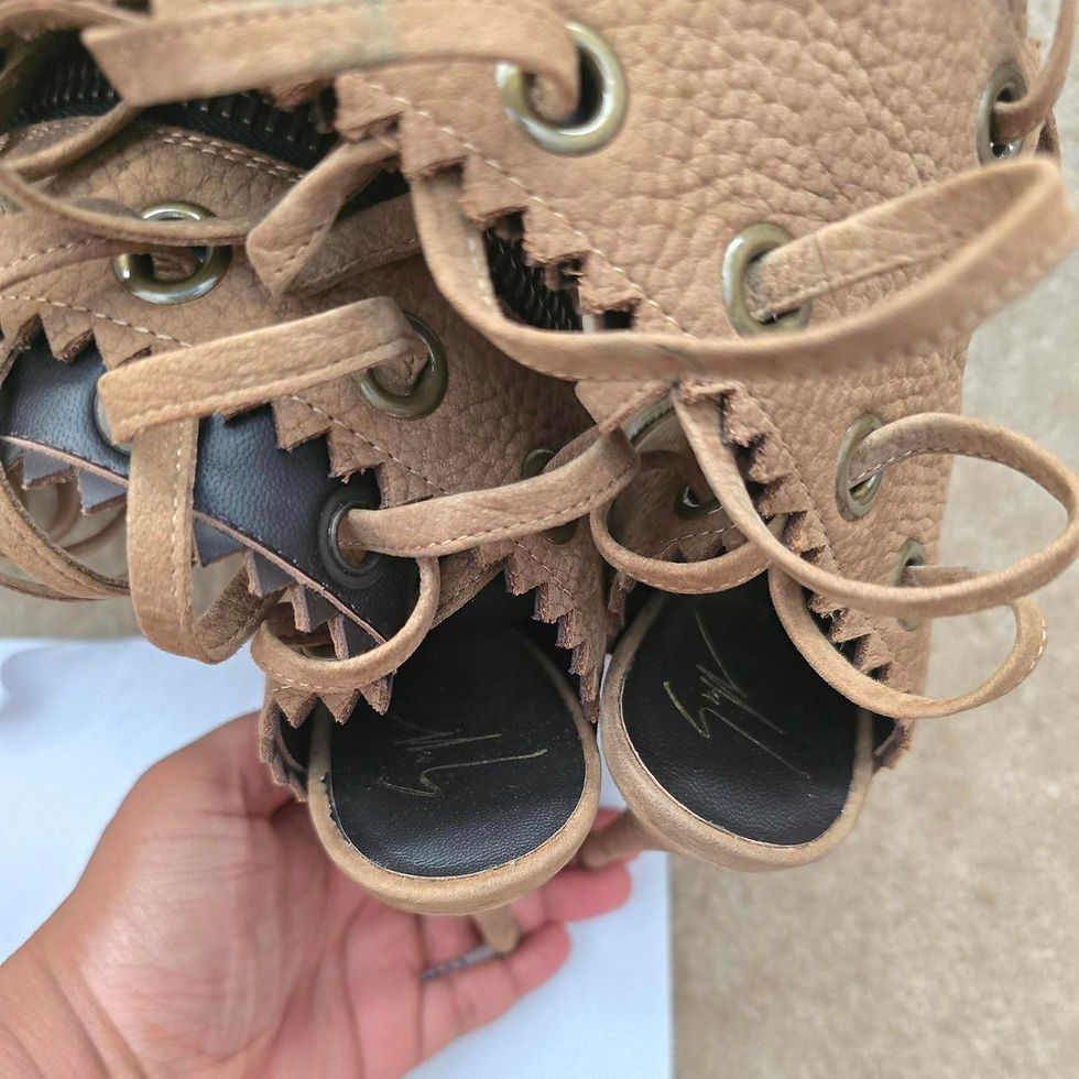 Thumbnail: Giuseppe Zanotti 2015 Textured Lace Up Sandals - Sz 37