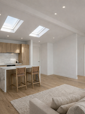 Division immeuble en trois appartements, création logements collectifs, un appartement par étage, deux chambres et cuisine ouverte, terrasse privative au premier étage, rénovation immobilière et optimisation des surfaces, agence d’architecture à Marseille – Basualdo Architecture PACA.