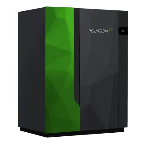 Chaudière à pellets NOBIS Polygon 25 kW, solution de chauffage économique, performante et écologique, design robuste, idéale pour espaces résidentiels et petits locaux professionnels.