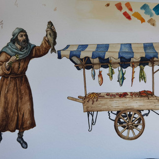 watercolour paintin in proress. bristol illustrator. watercolour painting. narrative art. self publishing